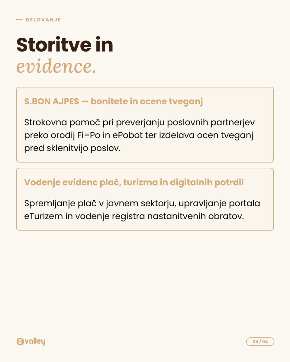 evalley_si's tweet photo. AJPES predstavlja ključno agencijo za vodenje poslovnih evidenc v Sloveniji. 

🔹 PRS: Centralni register subjektov.
🔹 Roki LP: 31. 3. / 30. 4. / 30. 9.
🔹 S.BON: Ocena finančne zanesljivosti.

AJPES je del izobraževanja Evalley računovodja. 📈

#evalley #ajpes #računovodstvo https://t.co/bORnlSsAfv