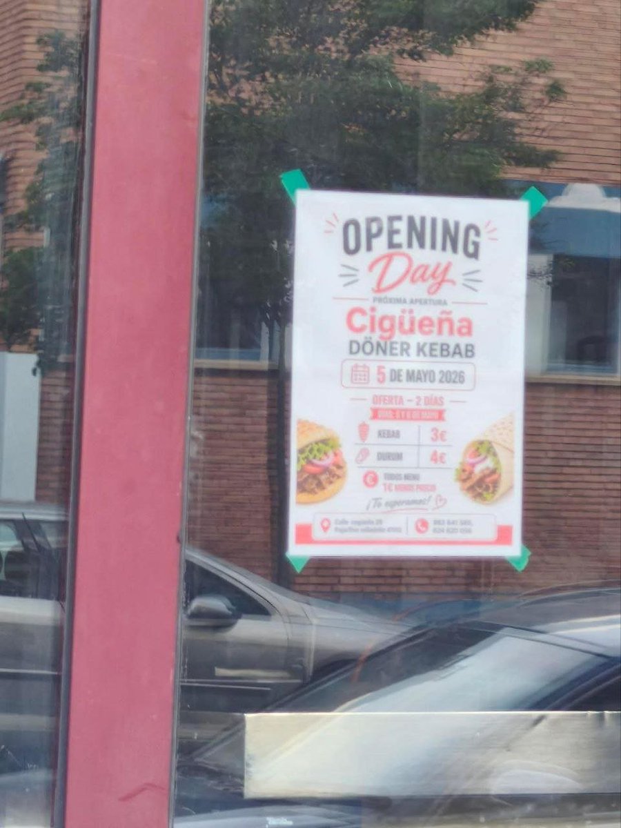 yustin's tweet image. 🆕 Nuevo kebab en pucela

👉 Cigüeña Doner Kebab

Apertura mañana 5 de mayo y durante dos días, oferta a 3€ 😅

Lo que en su día fue el bar Sandokan al lado de la Farmacia

C/ Gigüeña, #Valladolid