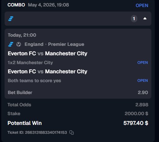 HypeCrewYT's tweet image. Can we go 2/2 on bets? Man City to win and BTTS ✅ @bitfortune 

We will have to run a big giveaway if this lands… 🤞🏻 

COME ON CITY SMASH EVERTON

#ManCity #PremierLeague