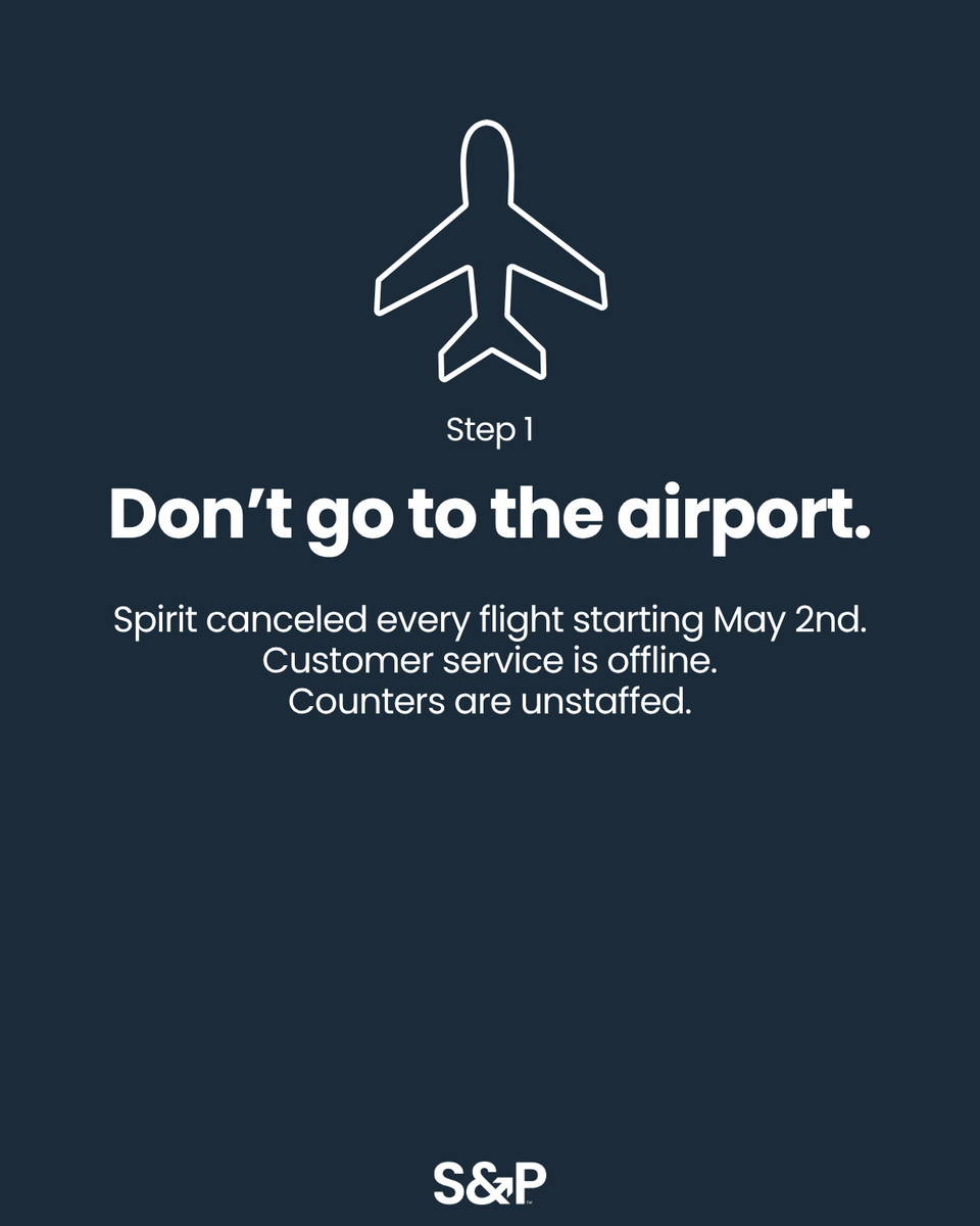 shipandplay_'s tweet photo. Spirit Airlines shut down for good on May 2. ❌ ✈️

If you had a flight booked, swipe to see what actions you should take immediately.  

Save this and send it to anyone you know with a Spirit booking this month.

#travelnews #spiritairlines #travelhelp #travelhack https://t.co/NlUUkbJ6PF