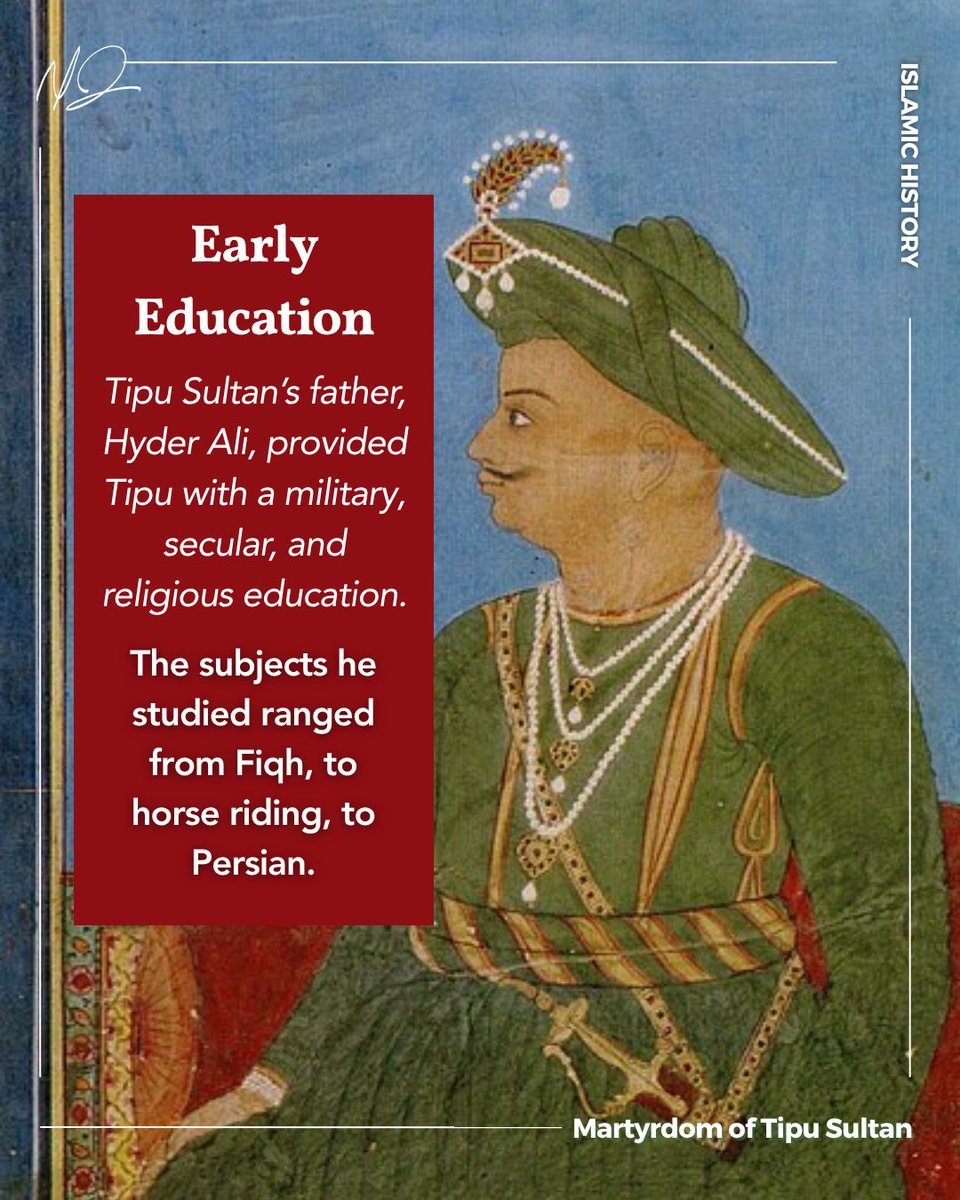 YasirQadhi's tweet photo. 🧵On May 4th, 1799, 227 years ago, Tipu Sultan, the head of the Sultanate of Mysore was martyred in the Fourth Anglo-Mysore War by the British. 

As just a teenager, Tipu Sultan fought the British alongside his father. When he succeeded his father and became Sultan of the Kingdom of Mysore, he presented the British with their last formidable resistance. A true exemplar of Islamic courage, they called him the Tiger of Mysore.

It is said that once when he was advised to retreat from battle, Tipu Sultan replied, “It is far better to live like a lion for a day than to live like a jackal for a hundred years.” He stayed true to his words, dying in defense of his kingdom and its people.

May Allah grant us such courage, and allow us to defend our Ummah with honor and justice.