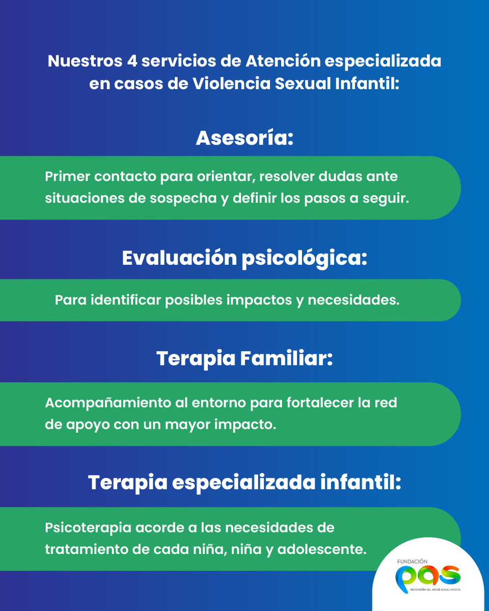 FundacionPAS's tweet photo. En #FundaciónPAS acompañamos a niñas, niños, adolescentes y sus familias a través de procesos de atención especializada.

Si necesitas más información o quieres agendar una cita, escríbenos por mensaje directo.

#PASenAcción #FundaciónPAS #NiñezSegura #PrevenciónEsProtección https://t.co/YxLIymYqaU