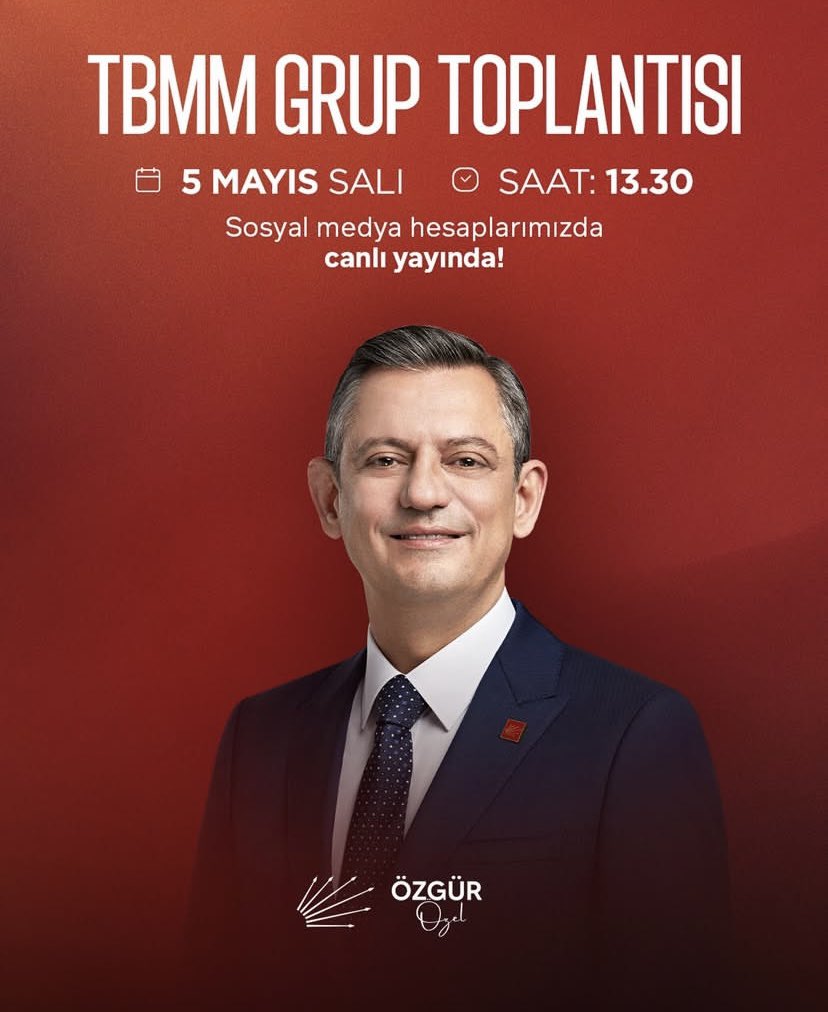 Genel Başkanımız Özgür Özel, yarın partimizin haftalık TBMM grup toplantısında konuşacak.

📅 5 Mayıs Salı
⏰ 13.30
