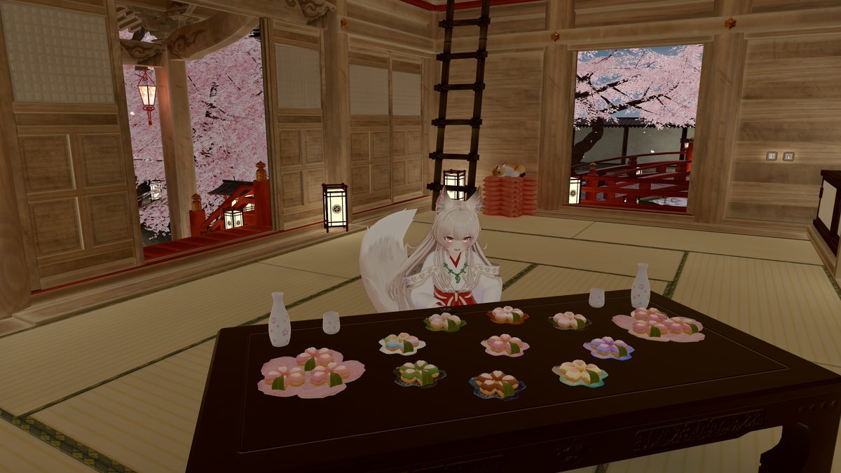 TamamofuFox's tweet image. きつねさん🦊
巣に新アイテム「さくらドーナツ」を追加したこや🦊🌸

 #VRChat  #VRChat_world紹介