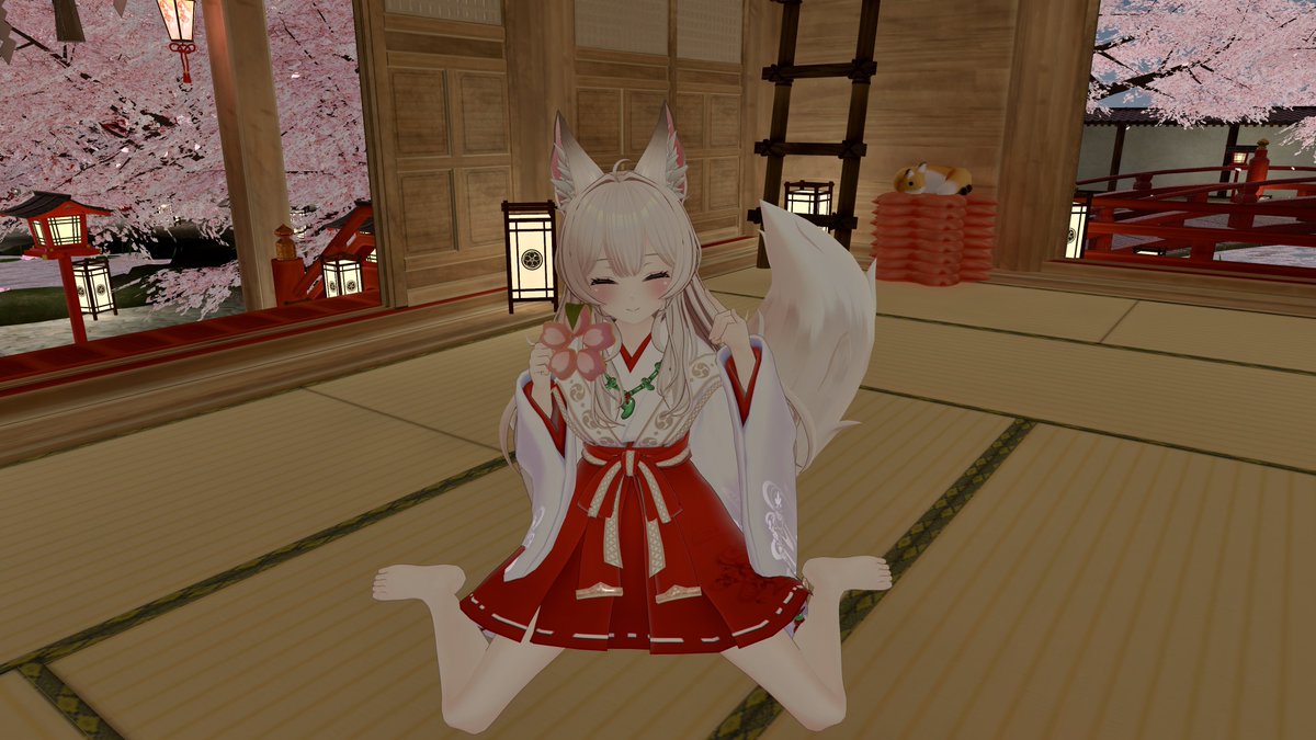 TamamofuFox's tweet image. きつねさん🦊
巣に新アイテム「さくらドーナツ」を追加したこや🦊🌸

 #VRChat  #VRChat_world紹介