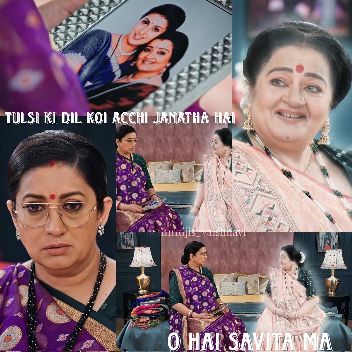Vaishu4Smritiji's tweet image. In a house full of voices,
Savita is the only one 
who hears Tulsi’s unspoken heart.. 
@smritiirani ji 🥺❤️ @AparaMehta ji
The OG Sass-Bahu or ma-beti 💖
#kyunkisassbhikabhibahuthi 
#smritiirani #OG #love