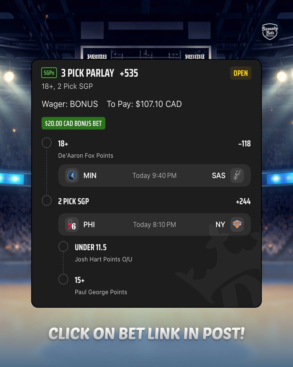 NBA MONDAY PARLAY +535 🏀🚀

Tail here 👇
bit.ly/4tSUlh2

Leave a ❤️ if tailing &amp; follow for more!
📊 <a href="/yourlinemate/">Linemate</a> 

#NBA #GamblingX #GamblingTwitter