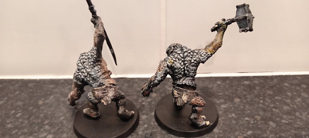 LynxScenics's tweet image. W. I. P slowly getting through my Two Cave Trolls these have had a rebuilt and paint really happy with the skin tone. I've also messed up the way there standing but I've an evil idea for the spear one Sorry Dwarf Players lol

#Warhammer
#miniaturespainting 
#miniatures #mesbg