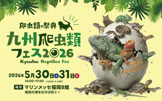 日本全国から有名専門店が100店以上集結「九州爬虫類フェス2026」マリンメッセで開催 → twitfukuoka.com/?p=401045