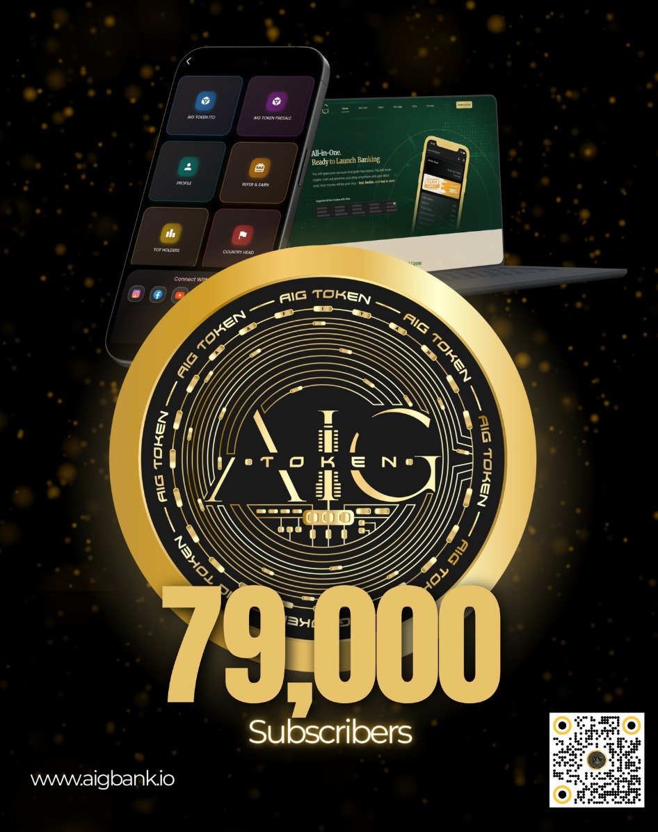 AllcryptoTv's tweet photo. We are officially 79K strong! 

The AIG family is growing faster than ever, and we couldn’t be more excited to have you all on this journey toward the future of banking and digital asset.
Stay tuned big things are coming.
Explore the ecosystem : https://t.co/J055mu9Qq2 https://t.co/sRUt3Vh3Q5