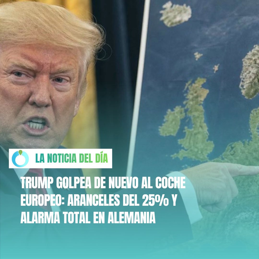 maselectricos's tweet image. Trump golpea de nuevo al coche europeo: aranceles del 25% y alarma total en Alemania💰🚘 Toda la info en nuestra web📱🖥️ #somoselectricos #coches #europa #aranceles #donaldtrump