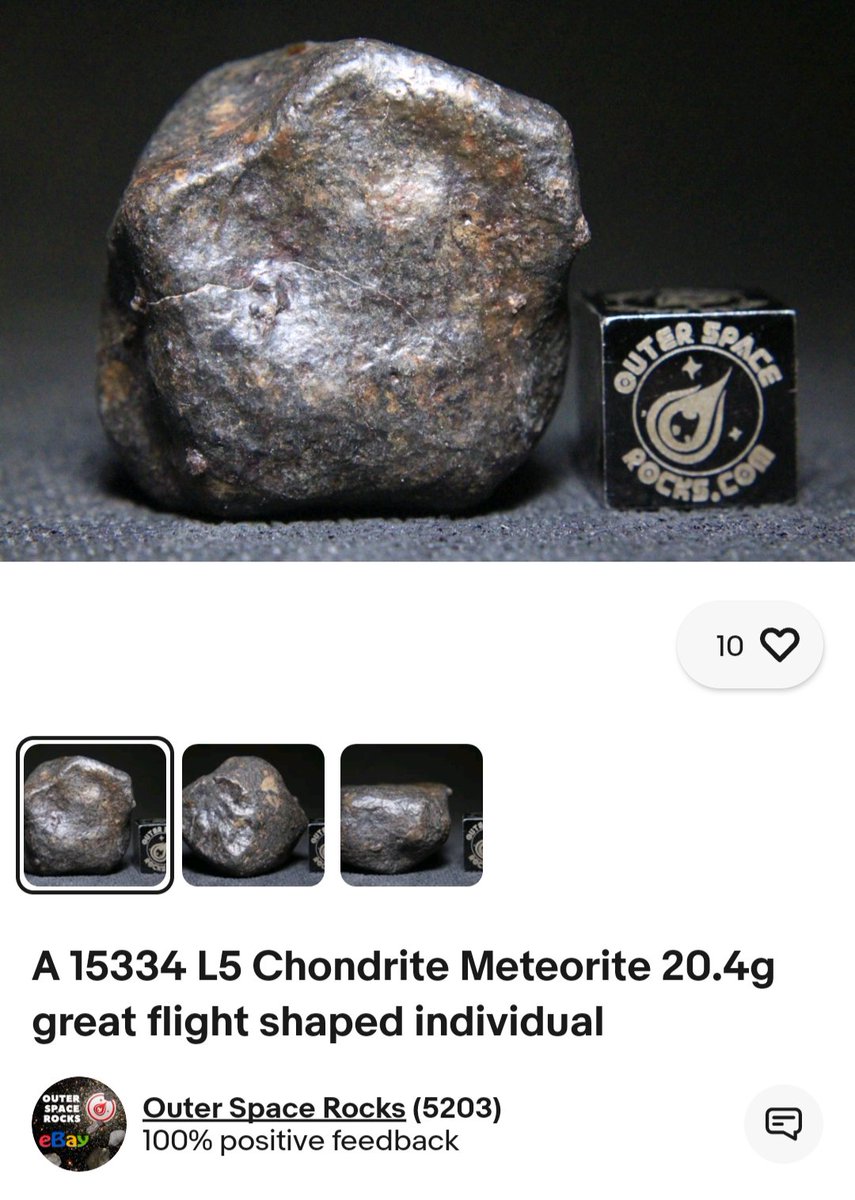 OuterSpaceRocks's tweet photo. #METEORITE
Fresh with killer flight markings! Beautifully ablated streamlined shape, orientation— looks like it’s still screaming through the atmosphere. Crisp L5 interior with metal flakes &amp; chondrules.
Fresh complete stone!
👉 Win it on eBay! https://t.co/S3IDVBuPTi @eBay https://t.co/tu75LiwHXv