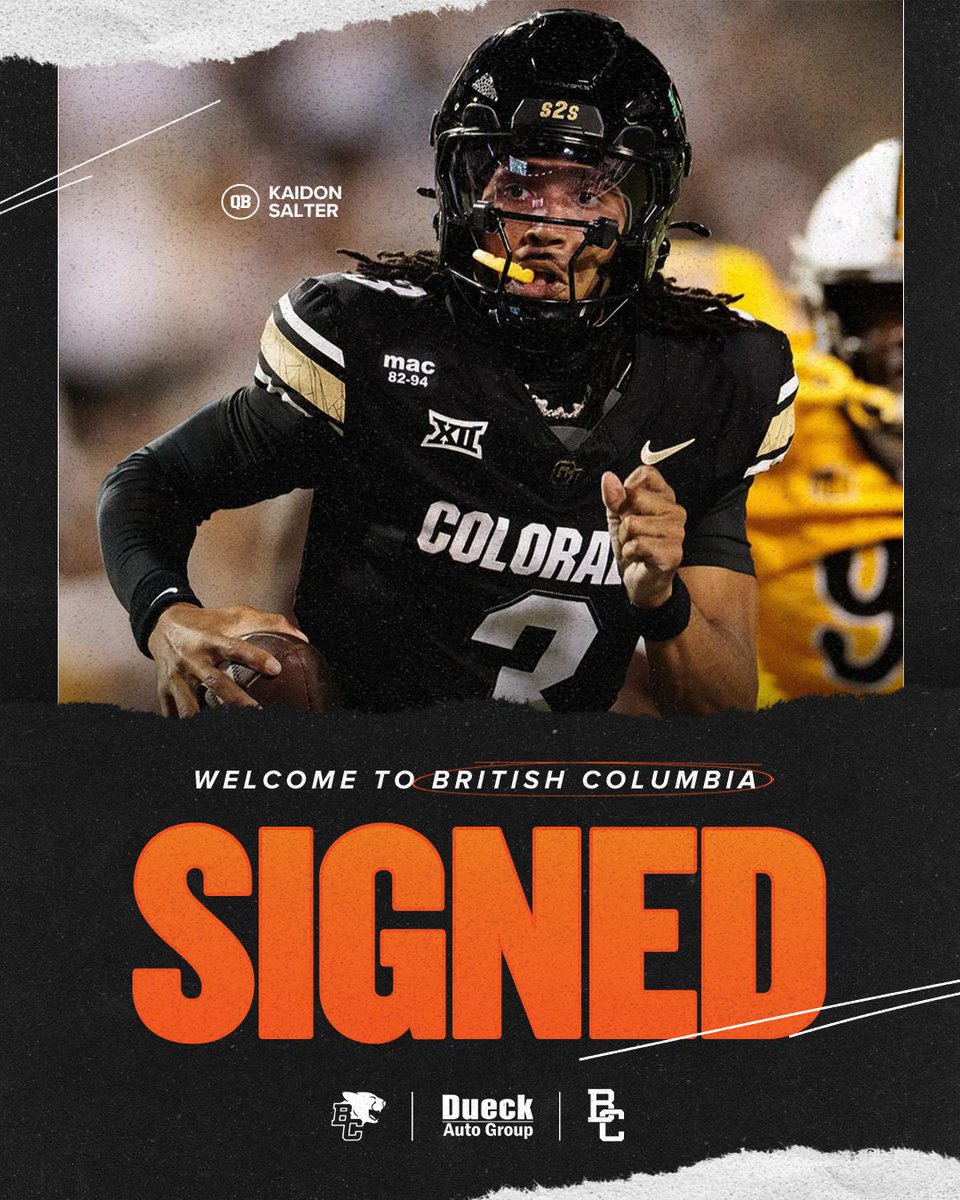 BCLions's tweet photo. Adding to the QB room. 🏈

#BCLions sign Kaidon Salter.

READ MORE ➡️ https://t.co/IBj4RhYfg1 https://t.co/buYhqCqYGi