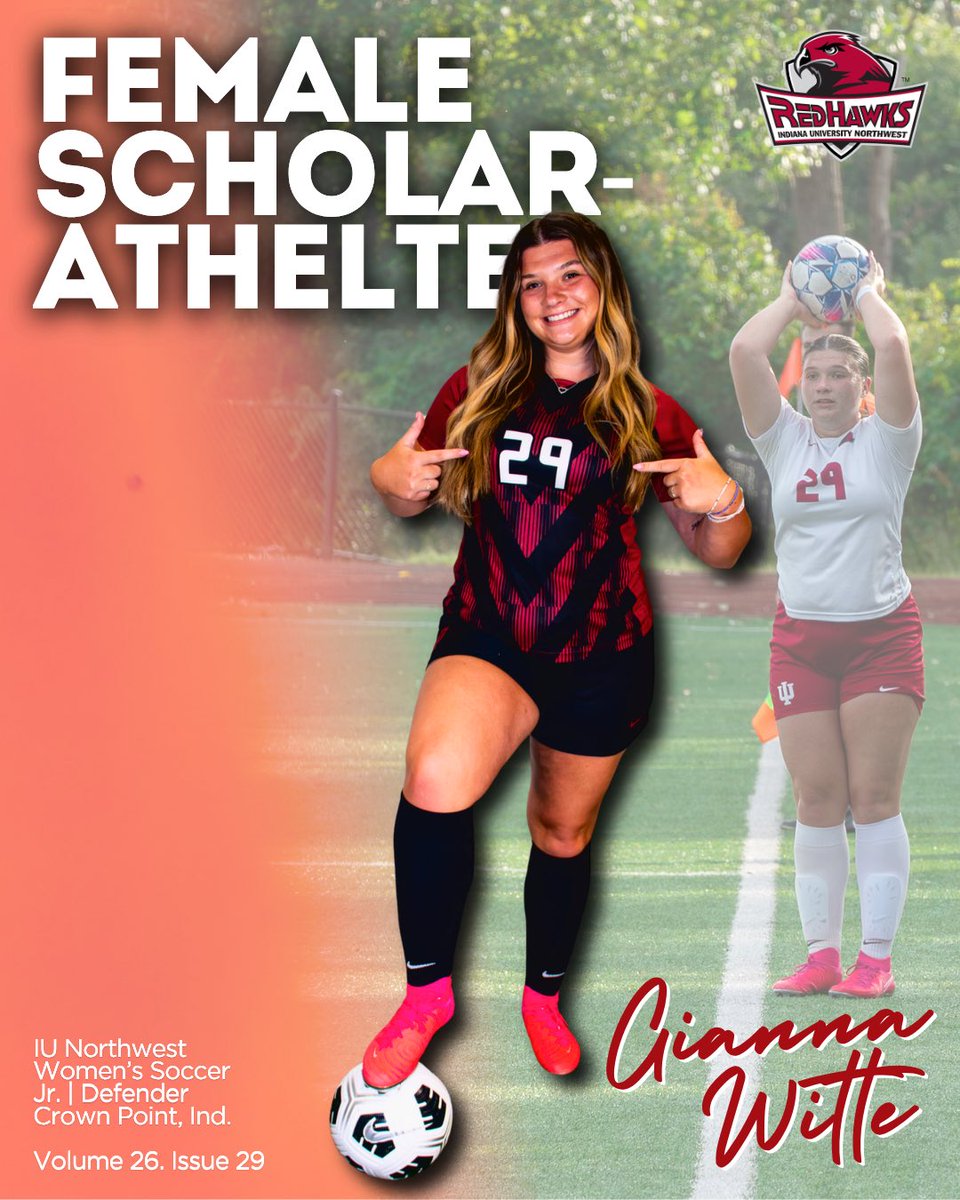 IUNRedHawks's tweet photo. Your Female Scholar-Athlete, Gianna Witte! β½οΈ
Other nominees include Maranda Mason (WBB), Addison Waddell (XC), and Trinitie Lintner (VB). Congrats to all nominees and Gianna! π
#TheRedHawkWay https://t.co/nxGxNXMHB8