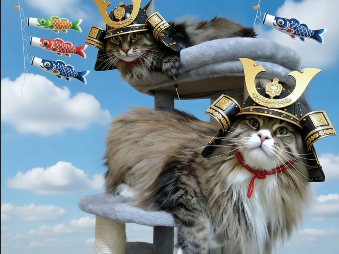 端午の節句猫 らんとてん