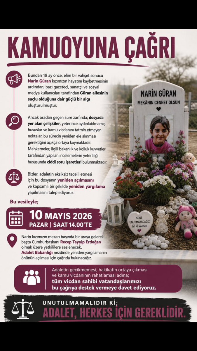 <a href="/elcazadorFB/">Redondo #antikapitalistcephe</a> <a href="/yesimsalkim/">Yesim Salkım</a>  10 Mayıs’ta hep beraber Tavşantepe’ye 🙏
#narinveailesiiçinadalet