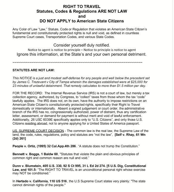 Micheleferrisfr's tweet photo. This document discusses statutes, codes, and regulations not being considered law, and that an individual's constitutional rights cannot be infringed upon.
https://t.co/WUhch227ZR https://t.co/WNHC6xorTA