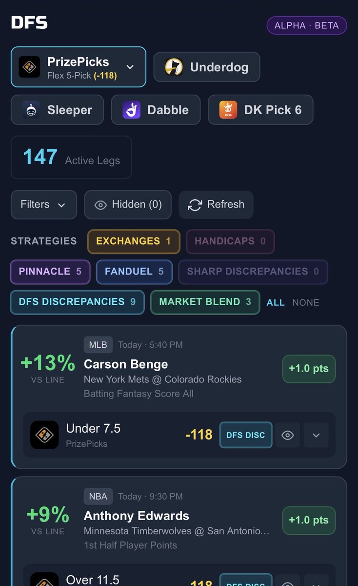 gamedaytrader_'s tweet image. And we’re live. 🔥

The Sharp Money DFS tools are active! 👀

👇Use the link below for a 3 Day Free Trial!
💎ALPHA - (inc. Sharp Money Handicappers)
🔗 whop.com/sharpmoney/alp…
⭐️🔪PRO 
🔗 whop.com/sharpmoney/pro…

#dfs #nba #fantasy @PrizePicks @SleeperHQ @DabbleFantasy @Underdog