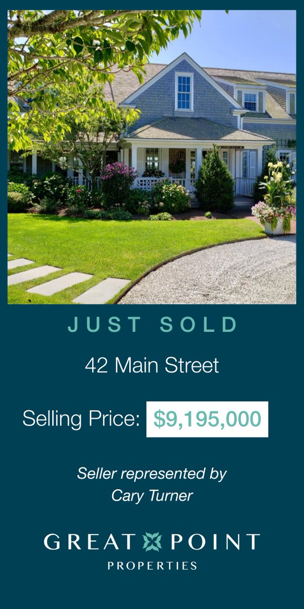 NantucketSales's tweet photo. 42 Main Street closed on 5/4/2026 for $9,195,000.

“Time Out” is situated on a large lot with a beautifully manicured yard featuring mature privet hedges and is 0.27 miles from the historic village of Sconset, a short walk or bike ride away. 

#realestate
#sold
#nantucket https://t.co/fnJgJjsOO9