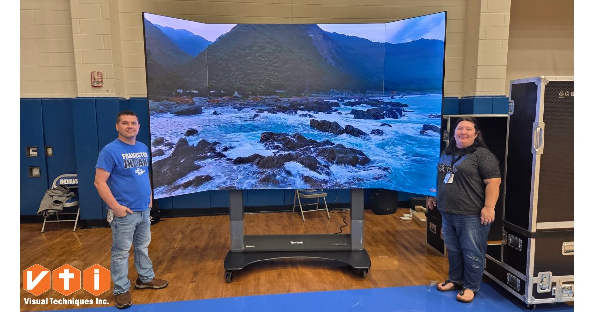 VTechniques's tweet photo. Frankston ISD is thrilled with their new folding 138" @ViewSonic all-in-one LED wall!  Thank you FISD for being innovators-- we hope that this massive portable display will serve all of your campuses and departments well for years to come.
#VTI #VIEWSONIC #ledwall https://t.co/kKKL6zTNxL