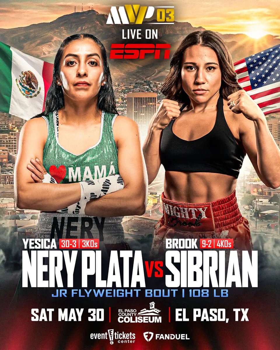 ‼️💥🚨It’s OFFICIAL 🚨💥‼️
Back in the ring &amp; ready to SHINE ✨🤟🏼 

It’s Hunting season #MightyBrook 🐅 on @mostvaluablepromotions #MVP03 in El Paso Texas on Saturday, May 30 &amp; LIVE on <a href="/espn/">ESPN</a> 🤠💃🏻🤸🏻‍♀️

Blessed and beyond grateful to my incredible team &amp; MVP for this opportunity 🙏🏼