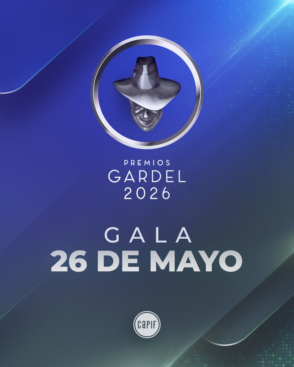 ¡Ya hay fecha para la gran fiesta de la música argentina! 🎉

📅 Martes 26 de mayo

Los #PremiosGardel2026 te esperan para una noche inolvidable, llena de emoción, talento y celebración.

Estén atentos que en breve daremos más detalles.
