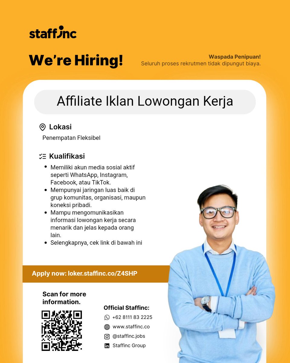 pwisluv's tweet photo. Klik link berikut untuk melamar langsung:
👉 https://t.co/5lmP2JmUth

Bagikan juga ke teman yang sedang mencari kerja ya!

#infoloker #lokerupdate #lokerpenjualan&amp;bisnis #loker #lokeragnosticclient #lokerstaffinc #freelance https://t.co/iiX7qobu19