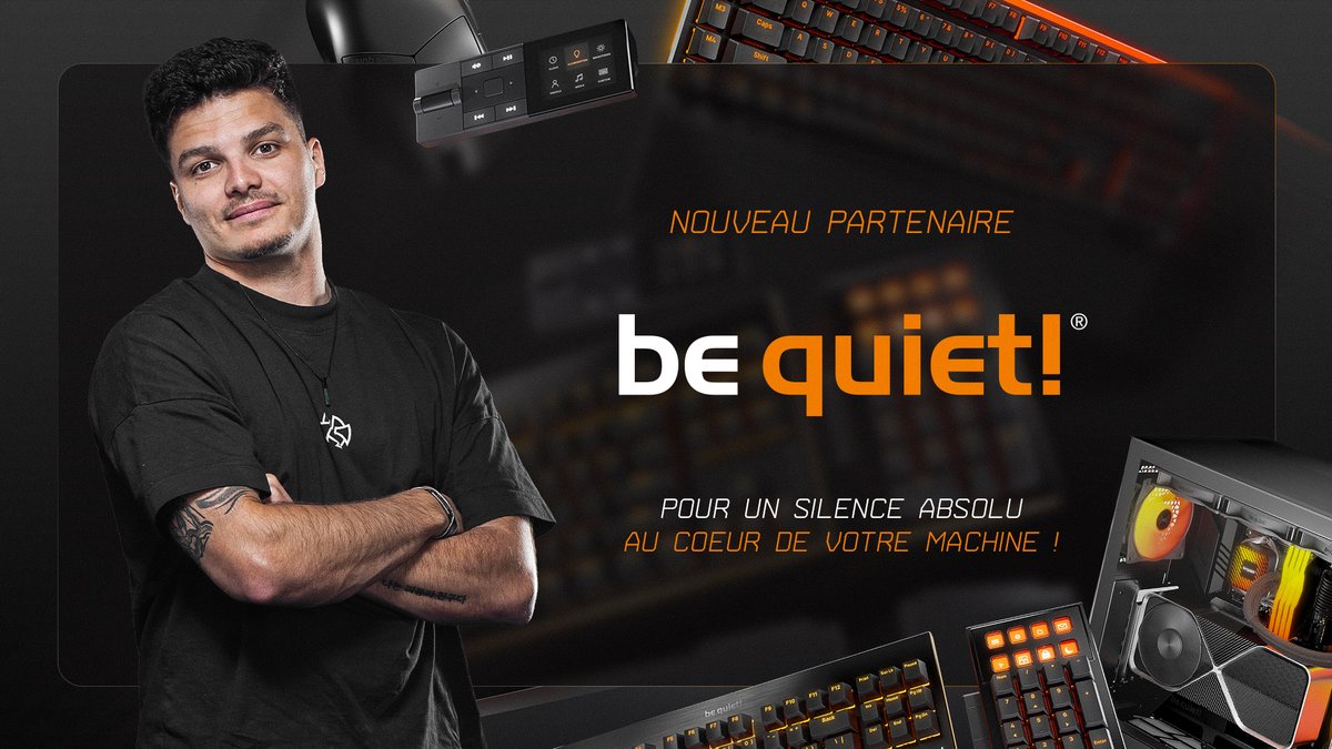 DhalenTwitch's tweet photo. Officiellement partenaire de @bequietFR !  

On accueille la marque allemande de référence qui allie puissance et silence. Le combo parfait pour mes prochains streams et mes futures configs🫡

Un immense merci pour la confiance, on vous prépare pleins de surprises 🙏
#Publicité https://t.co/8MD3mHApSf