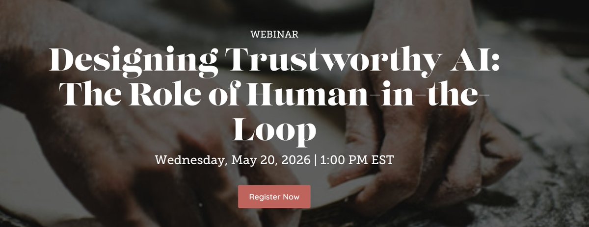 SynaptiqAI's tweet photo. Join us on May 20 when we discuss how Human-in-the-Loop approaches balance speed, accuracy, and accountability of AI. 

Wednesday, May 20, 2026 | 1:00 PM EST
Register: https://t.co/tkJK4kVRCL

#AIforBusiness #DigitalTransformation https://t.co/lkVPEdnjpY