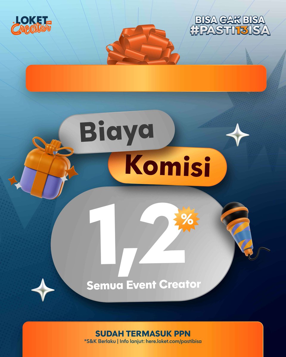 loketcom's tweet image. 🎪 Bikin event impian kamu bareng LOKET ada biaya komisi khusus!
• Biaya komisi 1.2% untuk seluruh event creator

#PASTIBISA wujudkan semua ide kamu jadi kenyataan bareng LOKET! 🤩 Info selengkapnya klik here.loket.com/pastibisa ✨

#LOKET #Loketcom #LOKETScreen #LOKETcomcreator