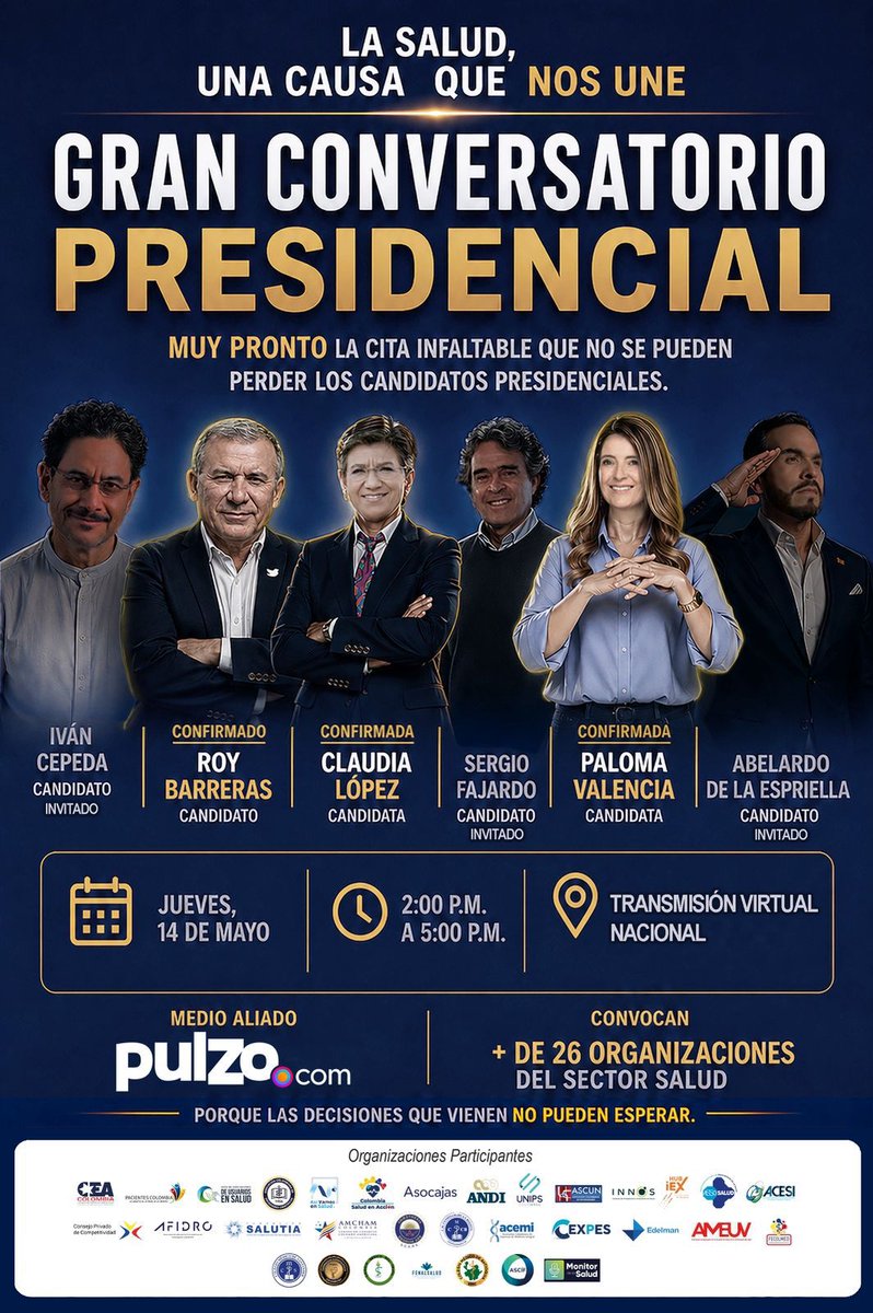 ColombiaCompite's tweet photo. El CPC se suma como aliado al Gran Conversatorio Presidencial: "La salud, una causa que nos une". 

Siga la transmisión en vivo para conocer los planteamientos de los candidatos sobre el sector salud.

🗓️ Jueves, 14 de mayo 
🕑2:00 p.m. a 5:00 p.m. 
💻 Transmisión Virtual https://t.co/tGMe8iRsux