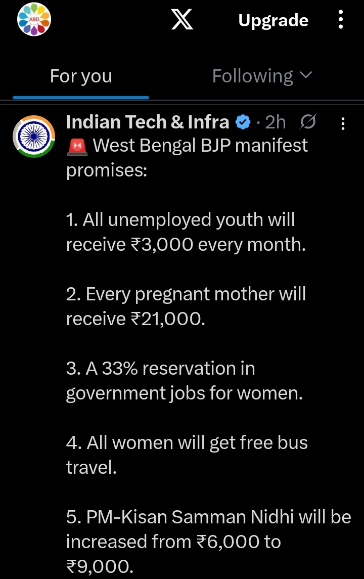 AisFirstofAll's tweet photo. Dear Bengali voters 
bookmark🔖 this post 

All these promises are jumla like 15lakh they promised in 2014.... https://t.co/CPZTOfOJvm