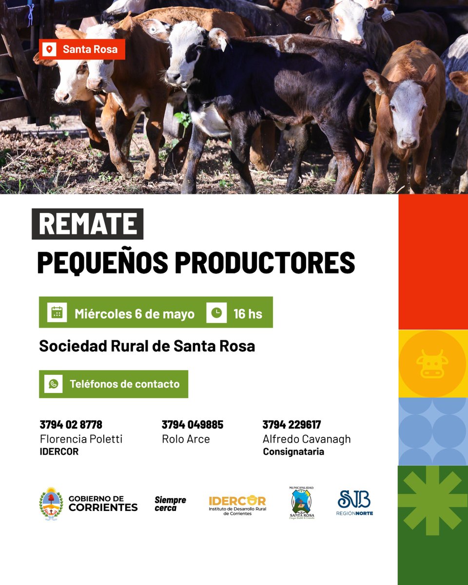 idercorrientes's tweet photo. AGENDA SEMANAL DE ACTIVIDADES. Seguimos acompañando a los productores con remates, capacitaciones y espacios de encuentro para fortalecer el trabajo en el campo. Más trabajo, herramientas y oportunidades para el desarrollo rural. https://t.co/ct24FKrJKD