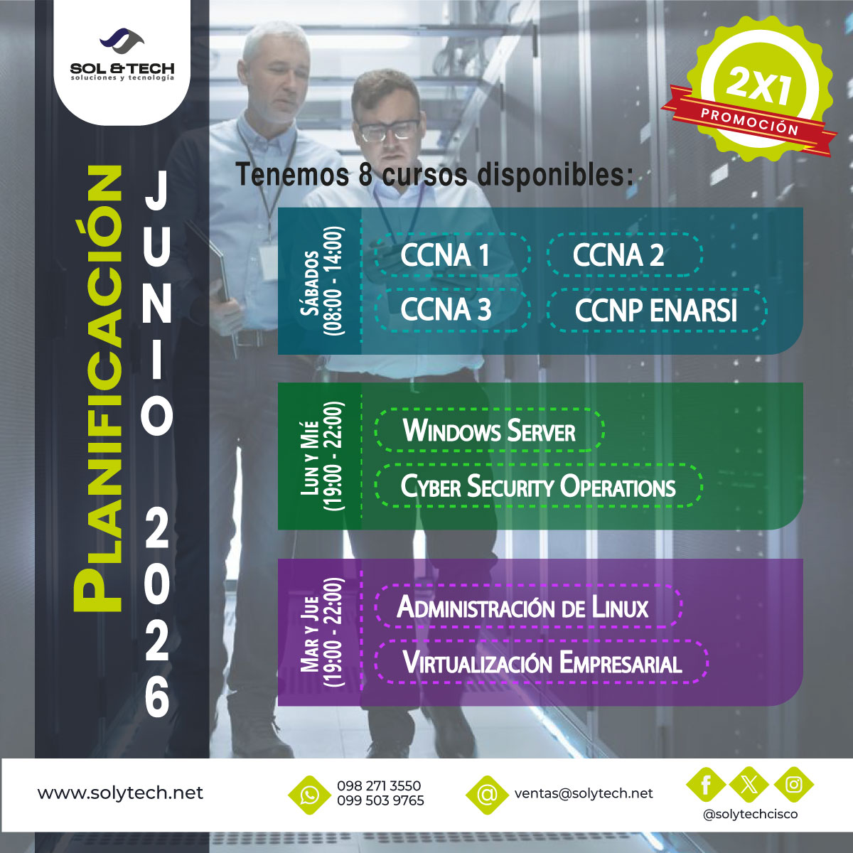 SolytechCisco's tweet photo. Conviértete en el experto que las empresas buscan!!

Capacítate en Junio y lleva tus habilidades al siguiente nivel con cursos clave en REDES, SEGURIDAD, SISTEMAS OPERATIVOS y VIRTUALIZACIÓN.

Aprovecha 2x1, combinando los cursos o regístrate con un amigo https://t.co/vHex3iXauP