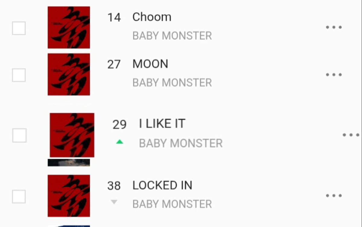 📊 Songs Top 100 on Line Music Japan Real-time 🇯🇵

#14. BABYMONSTER ‘CHOOM’ 
#27. BABYMONSTER ‘MOON’ 
#29. BABYMONSTER ‘I LIKE IT’
#38. BABYMONSTER ‘LOCKED IN’  

#BABYMONSTER #베이비몬스터 <a href="/YGBABYMONSTER_/">BABYMONSTER</a>