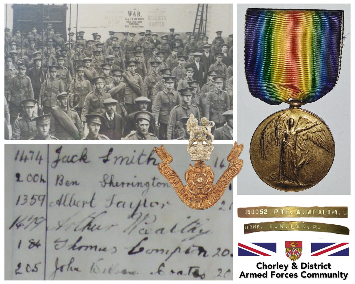 StuartAClewlow's tweet image. I'm really pleased to have brought home another Chorley man's #WW1 medal. Better still, a #Chorley 'Terrier' of 1st/4th Bn, Loyal North Lancashire Regiment - Arthur Wealthy (1896-1968) 🫡
#Lancashire #localhistory #victorymedal #lnlr #loyalnorthlancashire
@LANCS_REGT