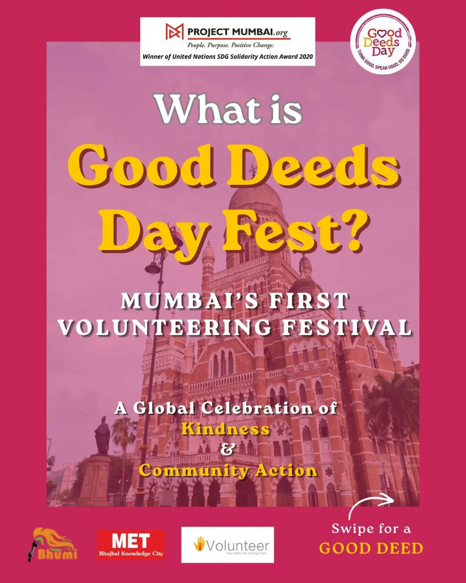 TRACommunity's tweet photo. @GoodDeedsDay @projectmumbai1 @BhumiOrg 
We’re heading to Good Deeds Day Fest by Project Mumbai this weekend. For more details, join the TRAC Weekends Mumbai WhatsApp group - https://t.co/dP7HbkjBz1

#volunteer #GoodDeeds https://t.co/twaheoGG3w