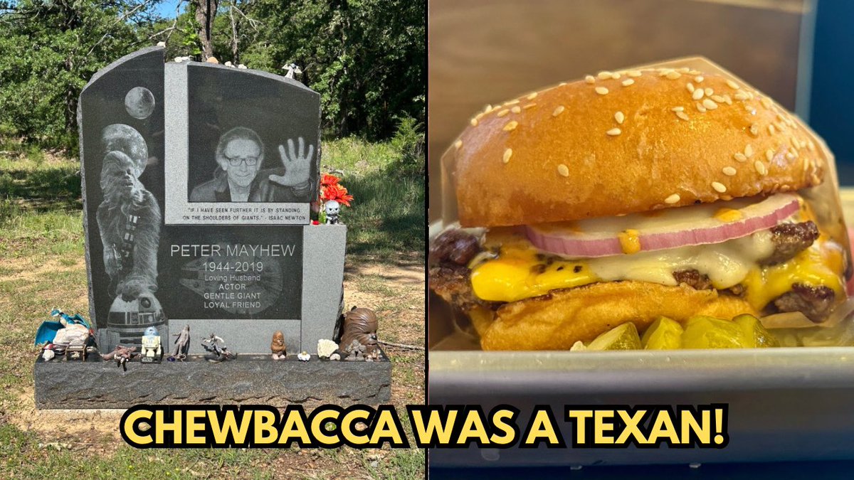 MikeIsDFW's tweet photo. Did you know Chewbacca was a Texan?  In today’s video I had the ultimate North Texas Star Wars Day starting at Starship Bagels, paid my respect to Peter Mayhew aka Chewbacca and had an out of this world cheeseburger and kolaches at Dayne’s Craft BBQ.  Link is in my bio!#maythe4thbewithyou