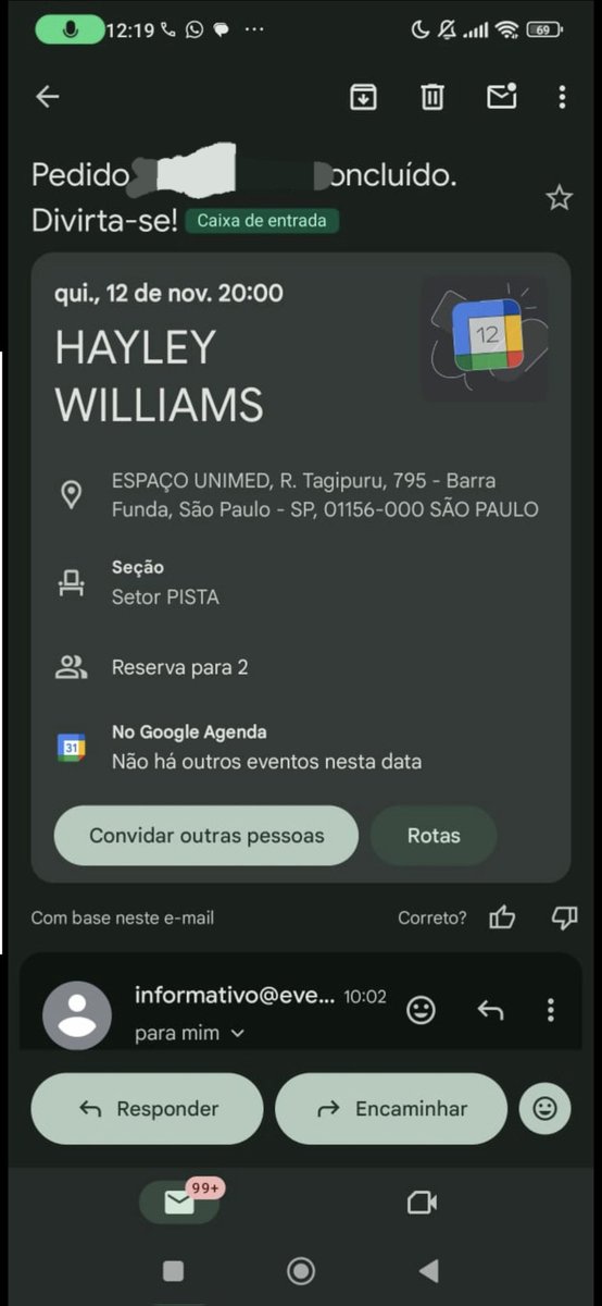 nhxmoony's tweet photo. VENDO OU TROCO PARA O DIA 13/11 

DOIS INGRESSOS PARA O SHOW DA HAYLEY WILLIAMS - DIA 12/11 (QUINTA-FEIRA)

– Duas Meias Estudantes | R$ 708,82 https://t.co/vudR1TT3yC
