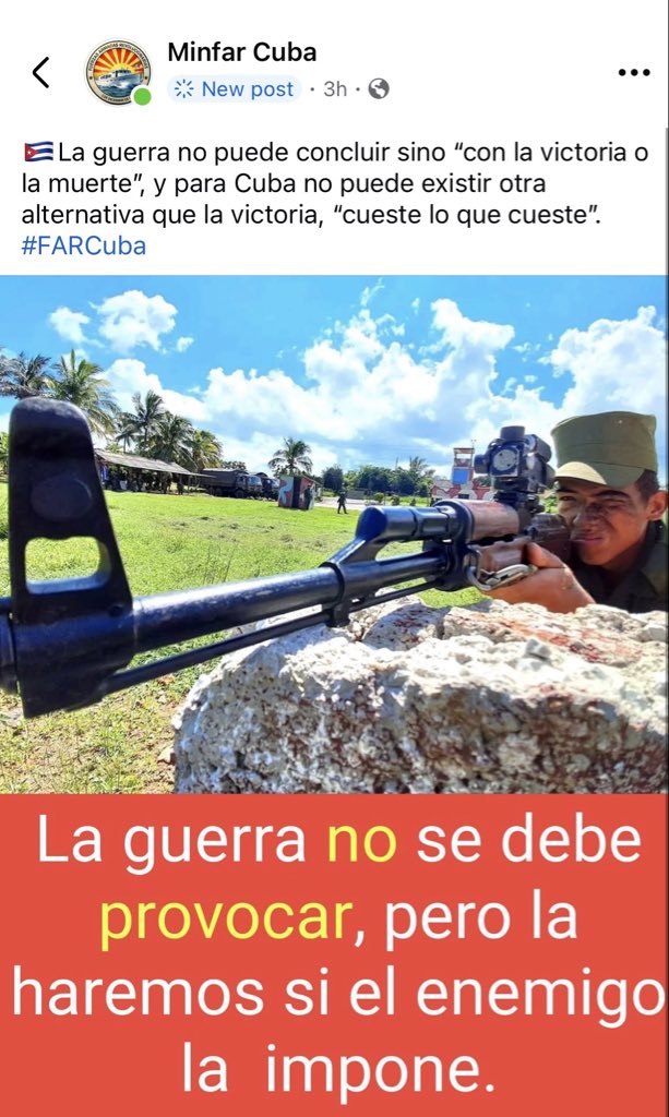 yosoyliborio's tweet photo. A pesar de la propaganda barata, la realidad es que #CubaEstadoFallido no tiene la capacidad militar ni los recursos para derrotar al ejército más poderoso de la historia. La pelea es de león pa mono. 😏
#SOSCuba #CubaIsNext
#Cuba #FracasoTotal
@MinfarC https://t.co/8pqxLgYacb