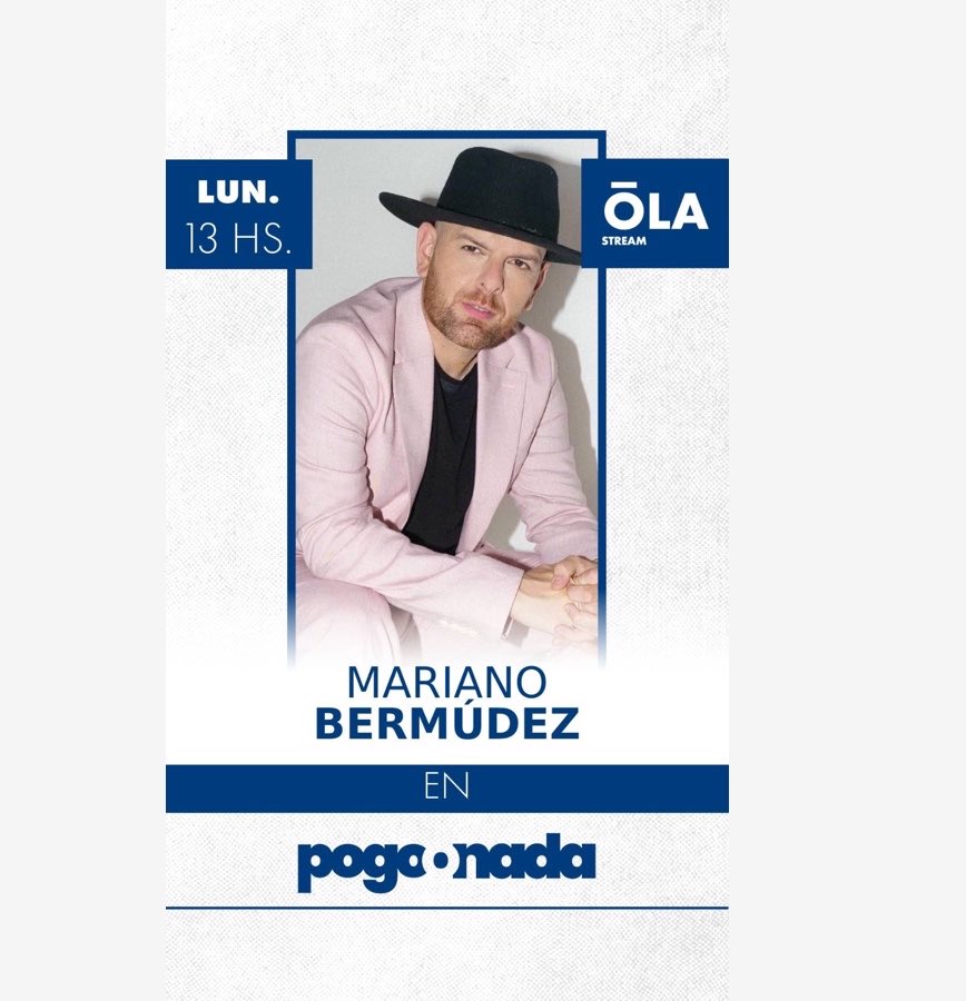 A las 13, hacemos #PogoONada 🎧 en #OlaStream, nuestro invitado será Mariano Bermúdez, acompañanos! 🔗 youtube.com/live/Kv9xKRZqD…
