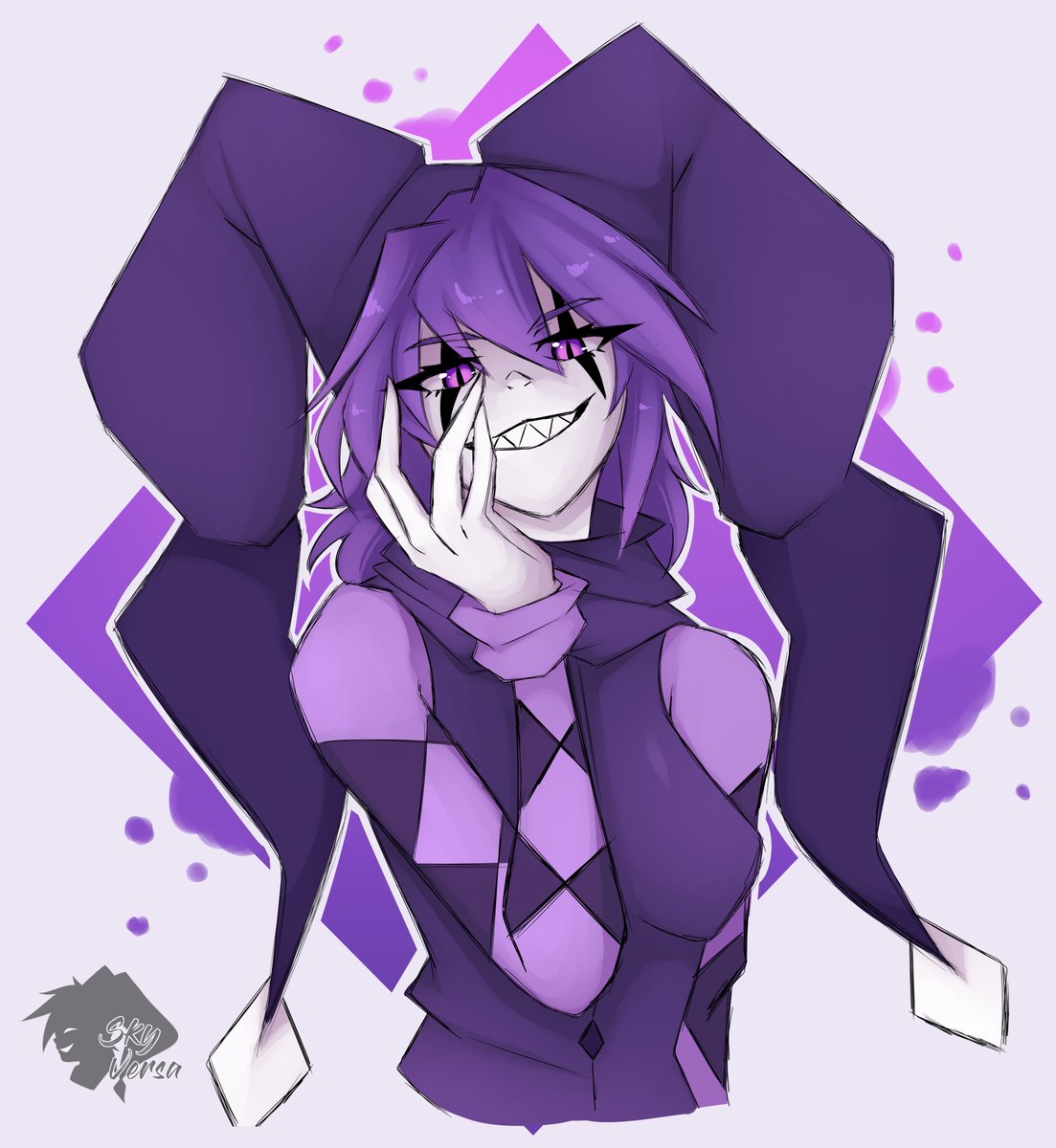 SkyVersa's tweet photo. Mischievous Mirdin! #jester #ocart https://t.co/SKryxCxIu5