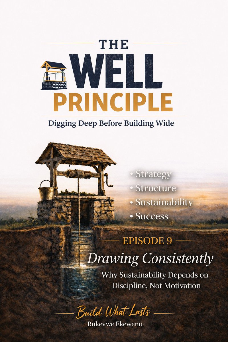 RukyBatEl's tweet photo. Episode 9 of The Well Principle focuses on a critical leadership truth:
DISCIPLINE.

Most people do not fail because they lack ideas.
They fail because they lack consistency.

Long-term sustainability is driven by discipline, not motivation. https://t.co/9kepxcNISl