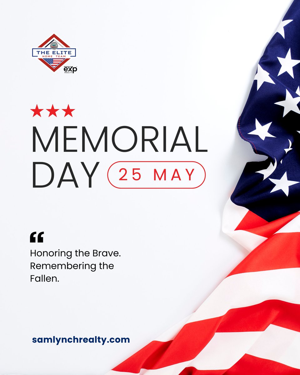 SamLynchRealtor's tweet photo. Honor, Remember, and Reflect This Memorial Day 🫡

Most people don’t realize the true weight of the holiday until they take a moment to pause and reflect on those who gave everything…

Before the long weekend begins, taking a moment to honor our fallen heroes and their families makes all the difference.

A little gratitude now helps us avoid taking our freedoms for granted and reminds us of the ultimate sacrifice made for our country.

Get ahead, stay connected with loved ones, and make sure you’re ready to observe the day with respect and reflection.

#MemorialDay #HonorTheFallen #NeverForget #MilitaryFamily #Veterans #SamLynchRealtor #TheEliteHomeTeam #Winning #Gratitude #AlwaysRemember