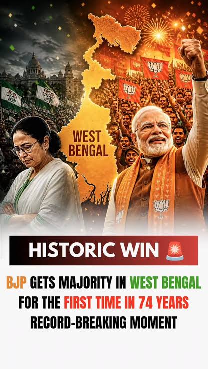 SatyamP59683065's tweet photo. बंगाल में क्रूरता और तानाशाही की जंजीरें टूटी TMC की बड़ी हार बंगाल में नए अध्याय का प्रारम्भ ये जीत BJPके साथ उन सभी हिंदूओ की है जो अभी तक ममता के अत्याचारो को सहते आए है इस विश्वास एवं प्रचण्ड जीत की आप सभी को बधाई 
जय श्रीराम🚩जय भारत मां🇮🇳
@BJP4UP @PMOIndia @myogiadityanath https://t.co/VMGeKR3Ad7