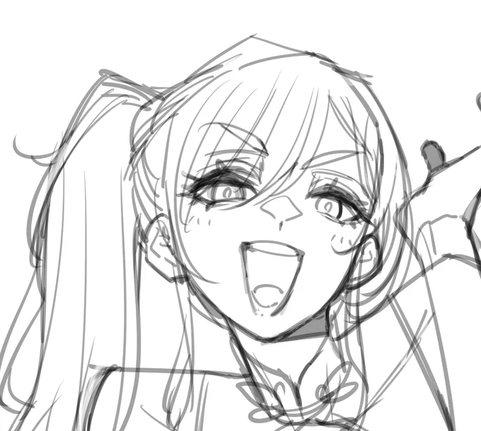 ラフだとこういう感じの口の形可愛くてイイネ.ってなるんだけど、清書まで行くとあんまりしっくりこなくて修正しがちなギャップを……埋めたい!! 