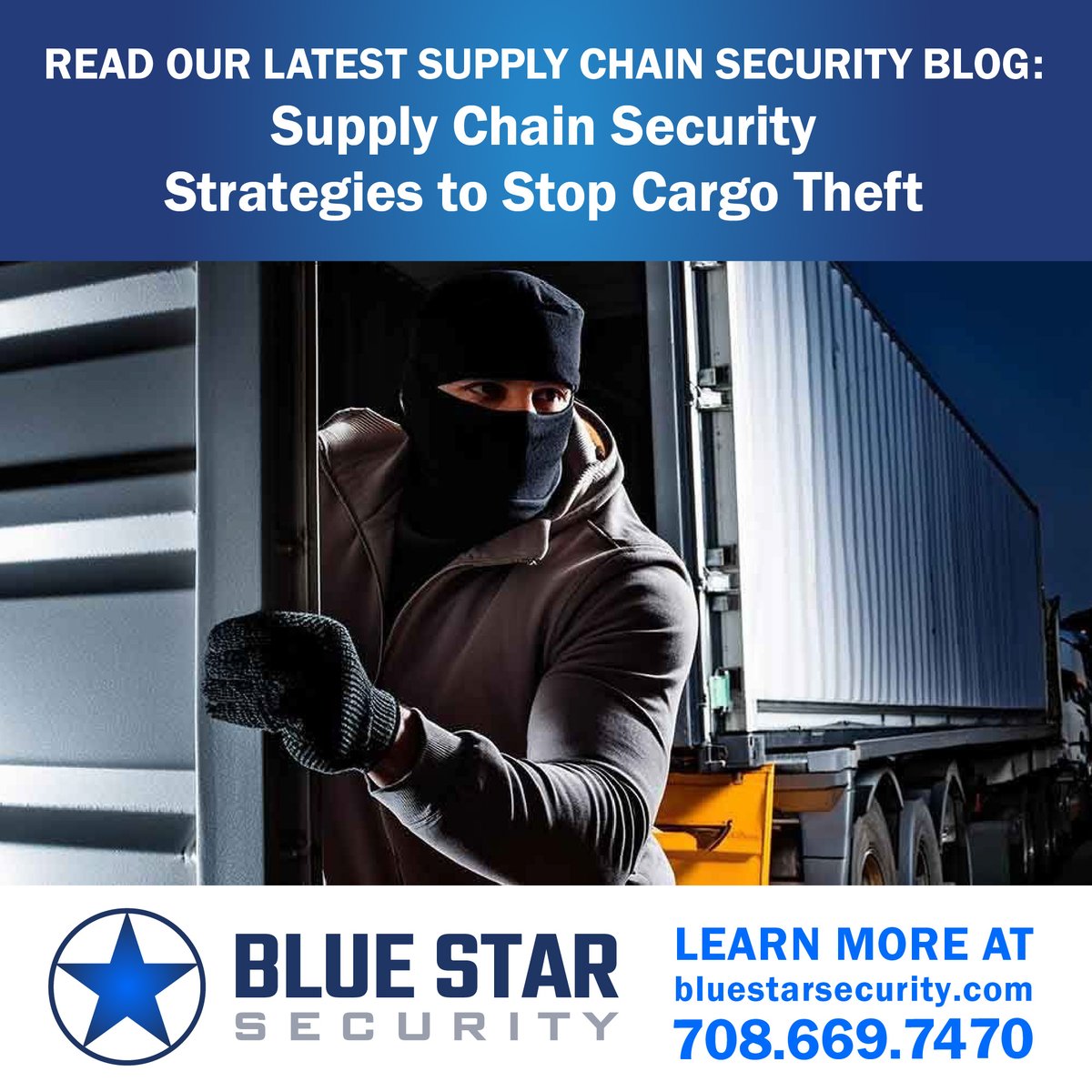 BluStarSecurity's tweet photo. Cargo theft continues to challenge supply chain operations, impacting businesses and customers alike. Blue Star Security’s blog explores law enforcement-led approaches to safeguard shipments and maintain operational continuity. 

Learn more at https://t.co/jBRWU4Gwx0 https://t.co/SsAg8ODijl