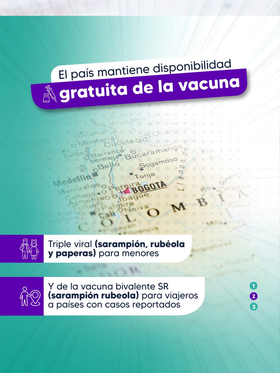 MinSaludCol's tweet photo. El sarampión es una enfermedad altamente contagiosa, puede prevenirse de forma segura y gratuita con la vacuna, evitando complicaciones graves, especialmente en niñas, niños y personas vulnerables.

Hoy, los Equipos Básicos en Salud llegan hasta los territorios para acercar este servicio a más familias, incluso en zonas apartadas. Vacunarse es un derecho y también una responsabilidad colectiva. Completa tu esquema y acércate a los puntos de atención: en Colombia, la salud es un compromiso que nos une. 💛💉

#VacúnateYa