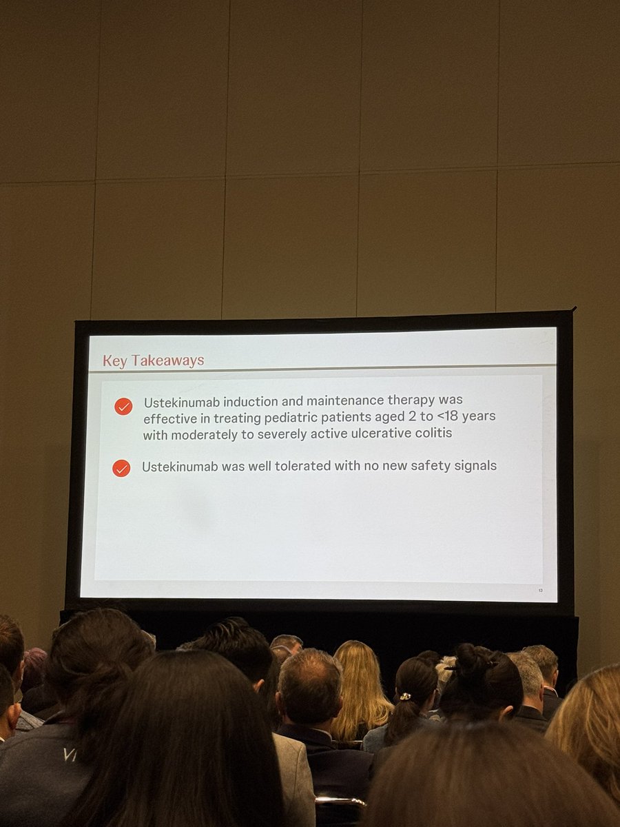 VoiceForIBD's tweet photo. At #DDW2026 #Ustekinumab induction &amp; maintenance therapy was found to be. effective in treating #pediatric #IBD patients aged 2 to <18 years with moderately to severely active ulcerative colitis! Huge win for #PedsGI 🙌🏼 https://t.co/jFKzkajFEo
