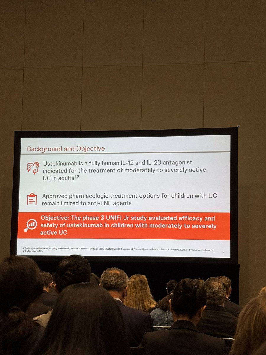 VoiceForIBD's tweet photo. At #DDW2026 #Ustekinumab induction &amp; maintenance therapy was found to be. effective in treating #pediatric #IBD patients aged 2 to <18 years with moderately to severely active ulcerative colitis! Huge win for #PedsGI 🙌🏼 https://t.co/jFKzkajFEo